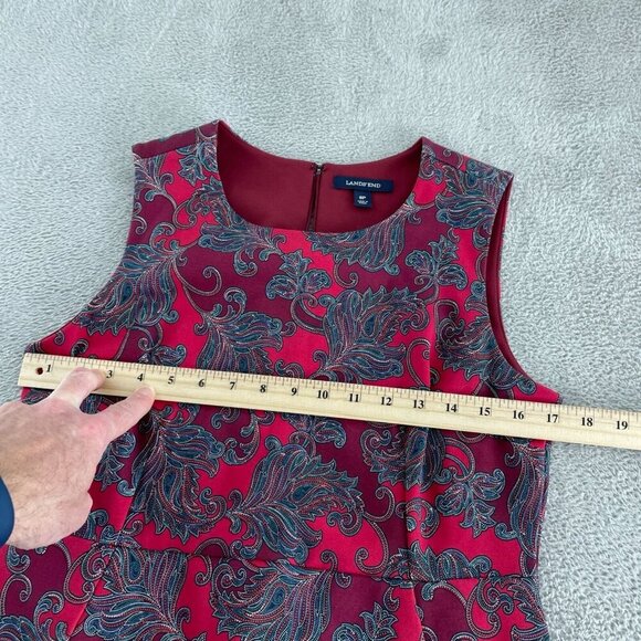 Lands End Womens 8P Sleeveless Red & Blue Paisley Dress Nylon/Viskose 5266 - Picture 5 of 8